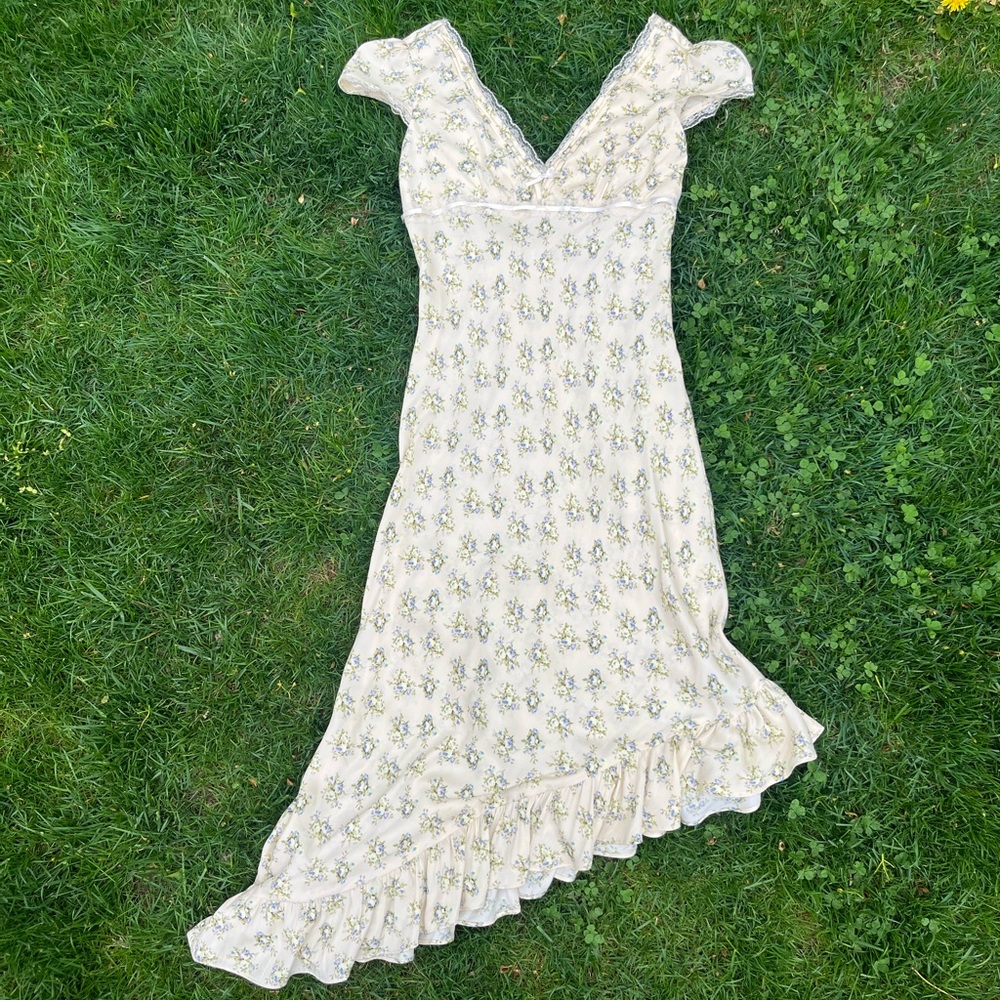 Kimchi Blue Asymmetrical Ruffled Sundress in Cream